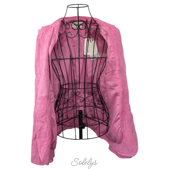 Zadig & Voltaire Very Daim Froisse Crinkled Suede Tulip Pink Blazer Jacket 34 XS - Picture 8 of 14